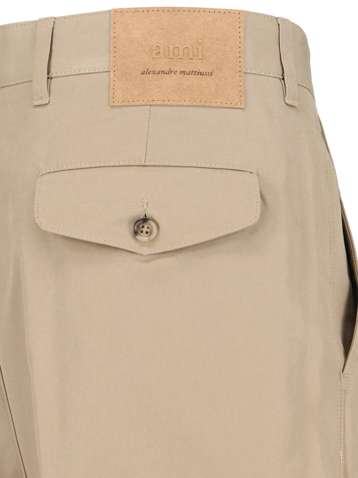 Ami Trousers Beige Cotton