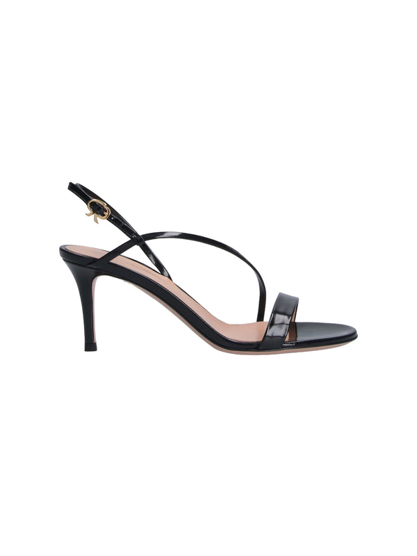 Gianvito Rossi Upper: 100% Lamb Leather heel sandal in black