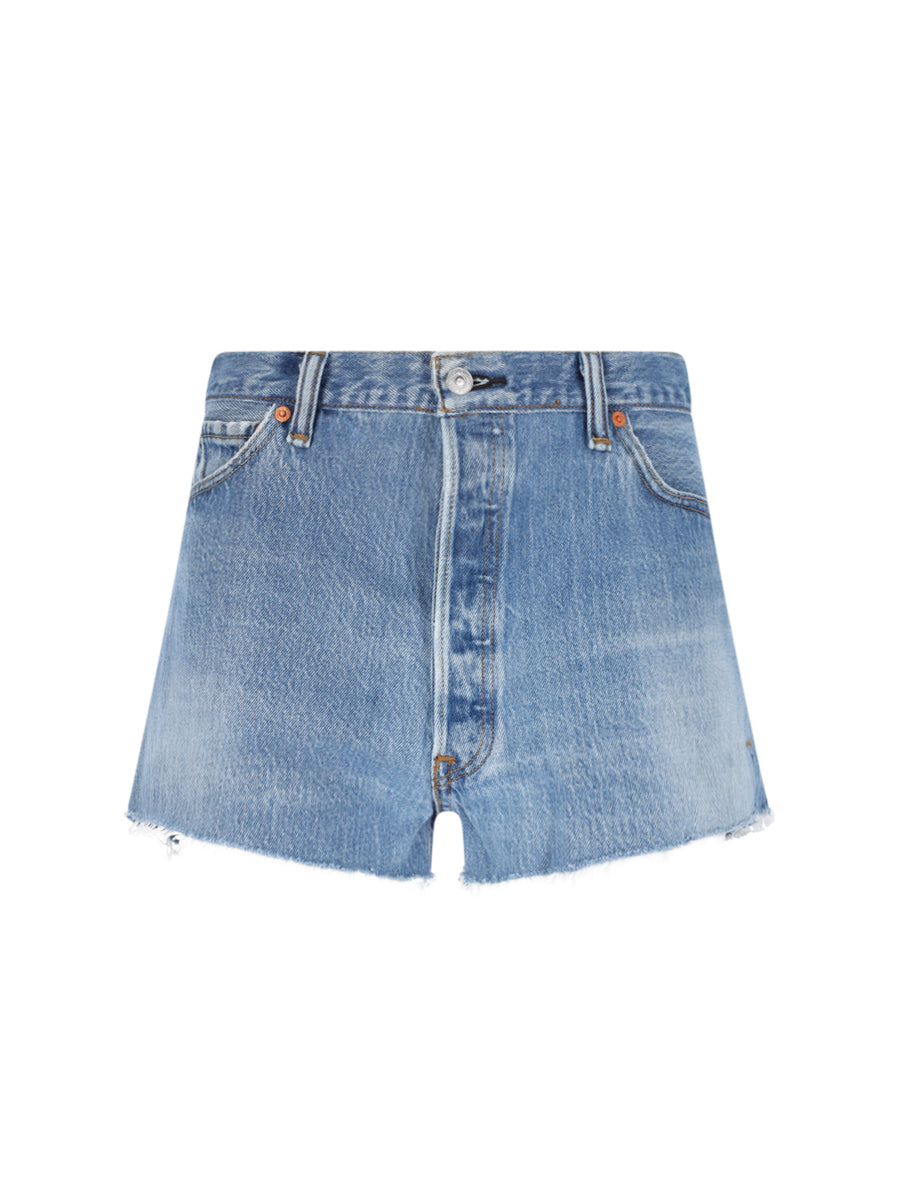 Re/Done 100% Cotton denim shorts in blue