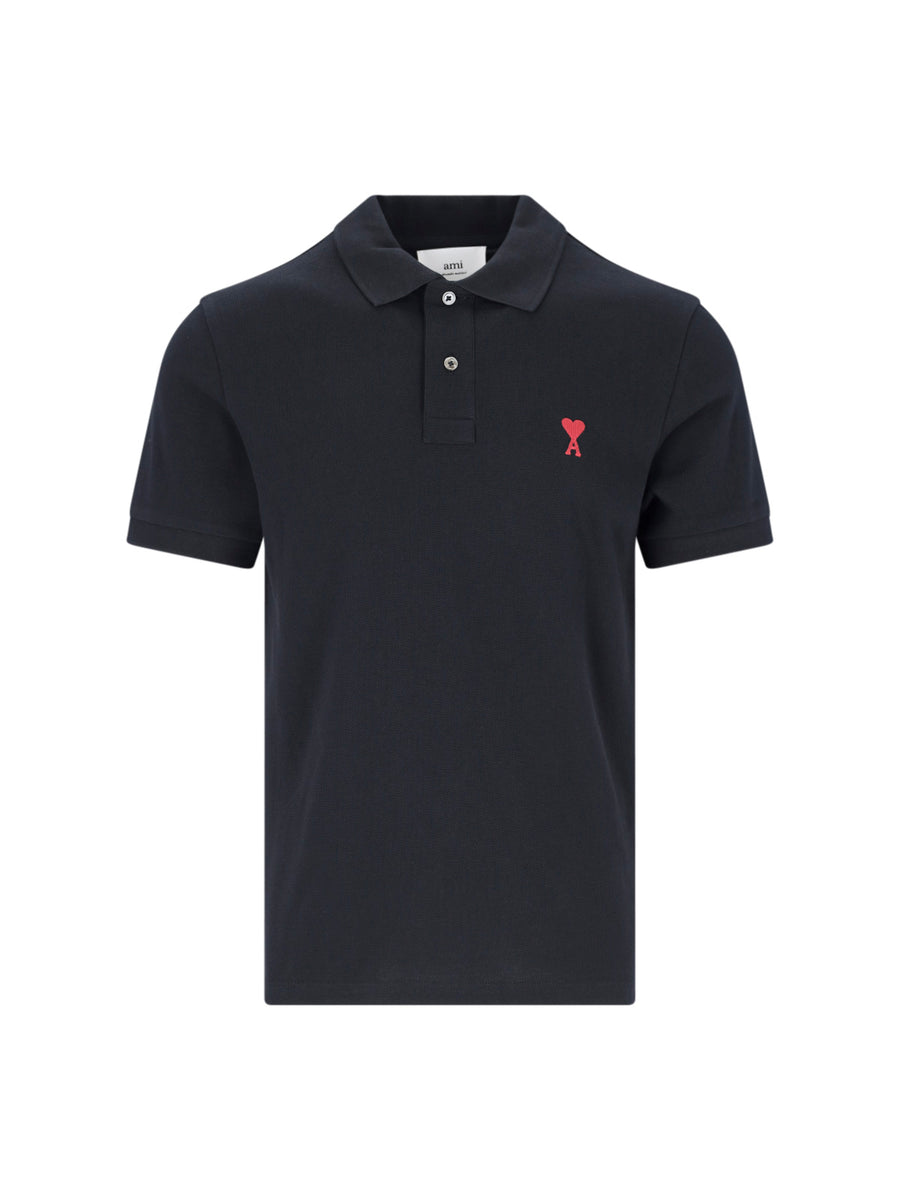 AMI Paris 100% Organic Cotton polo in navy