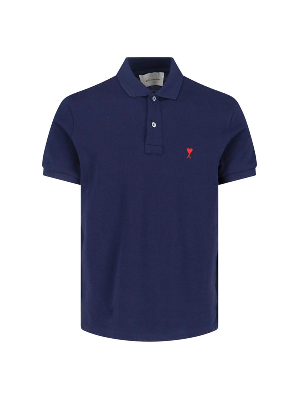 AMI Paris 100% Organic Cotton polo in navy