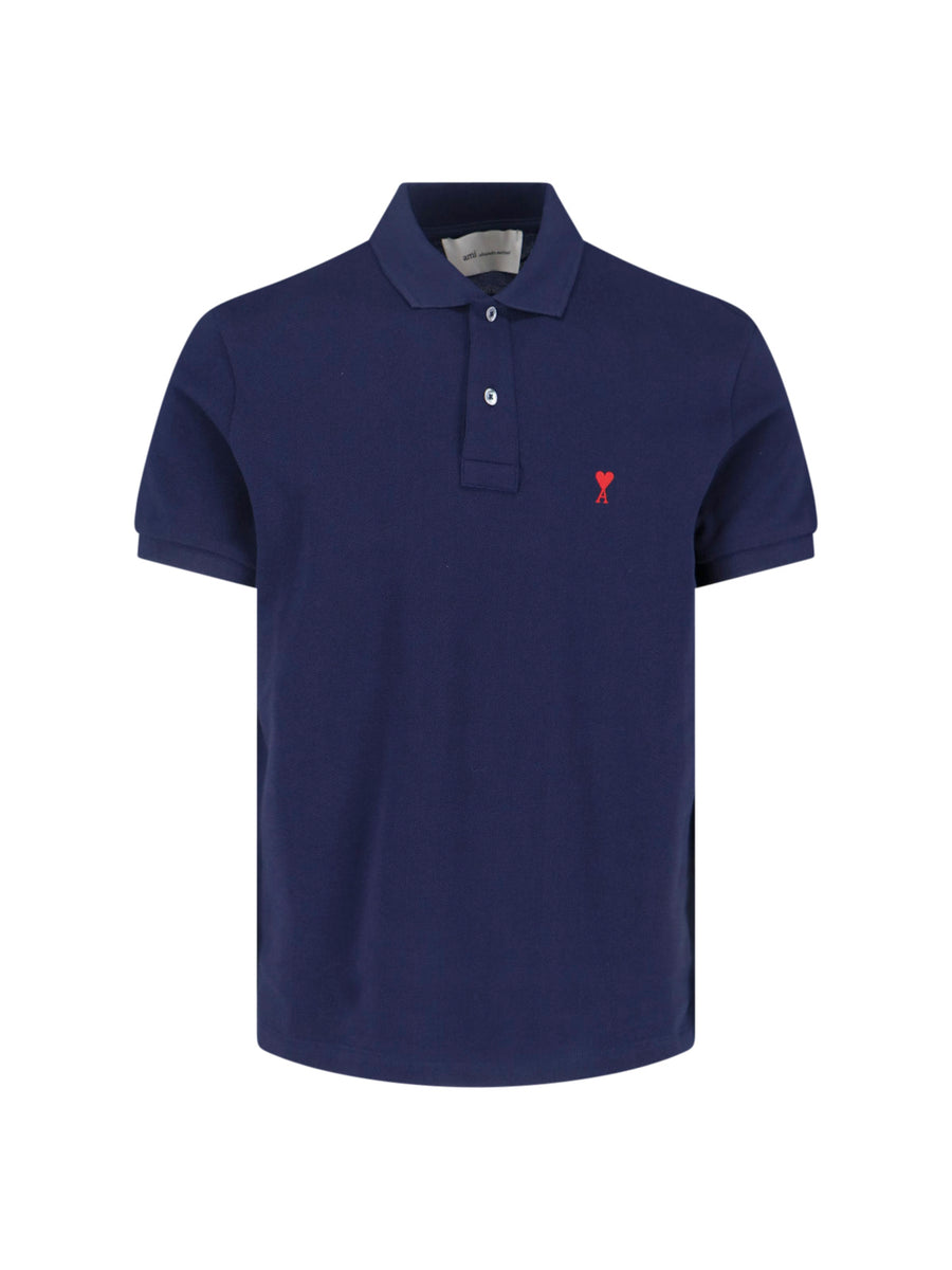 AMI Paris 100% Organic Cotton polo in navy