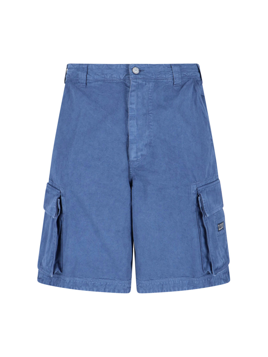 Erl 100% Cotton cargo shorts in blue