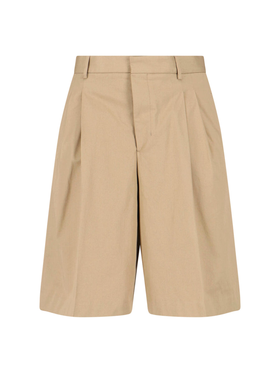 AMI Paris 100% Cotton bermuda shorts in beige