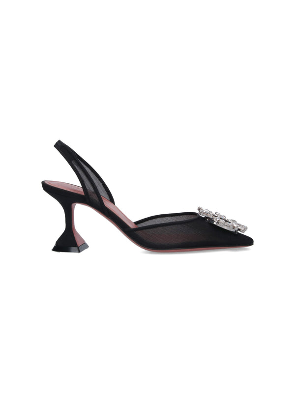 Amina Muaddi 100% mesh slingback heel in black