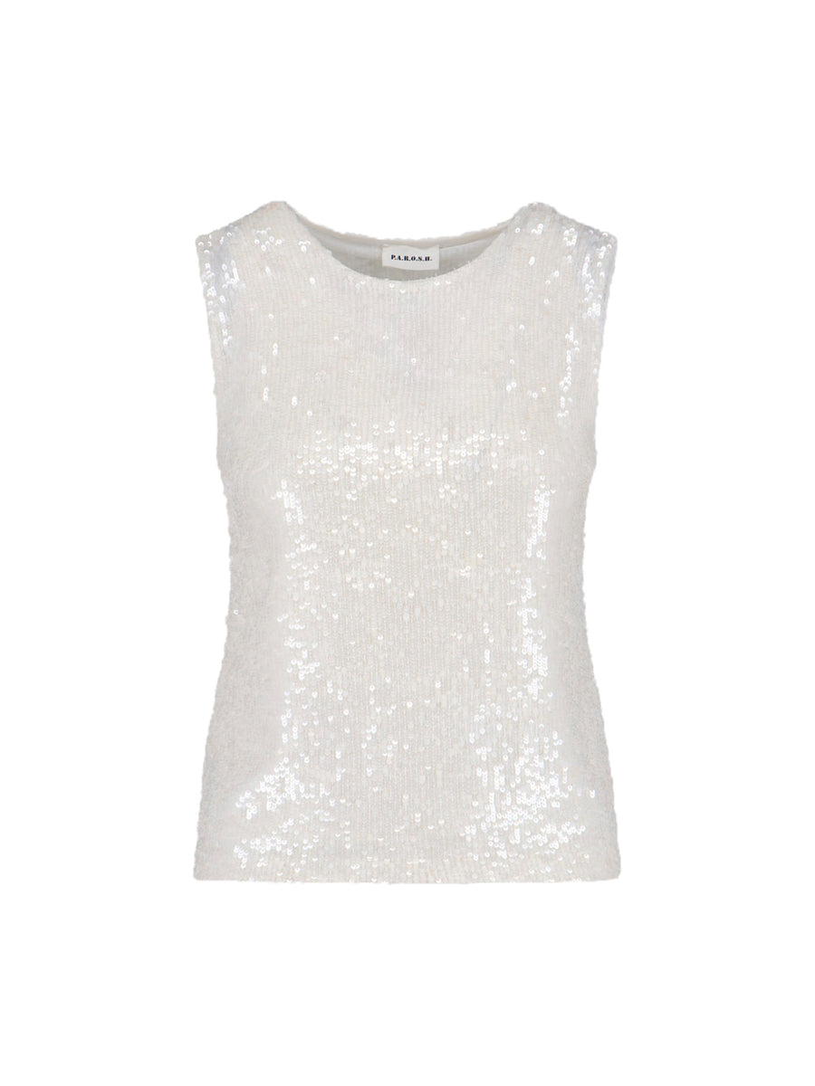 Parosh 85% Polyamide tank top in white