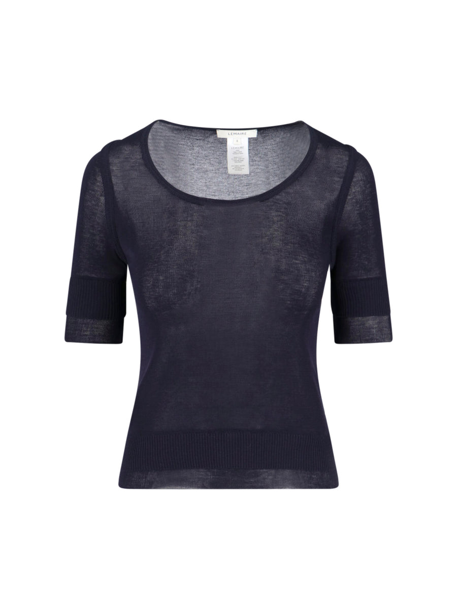 Lemaire 88% Viscose t-shirt in navy