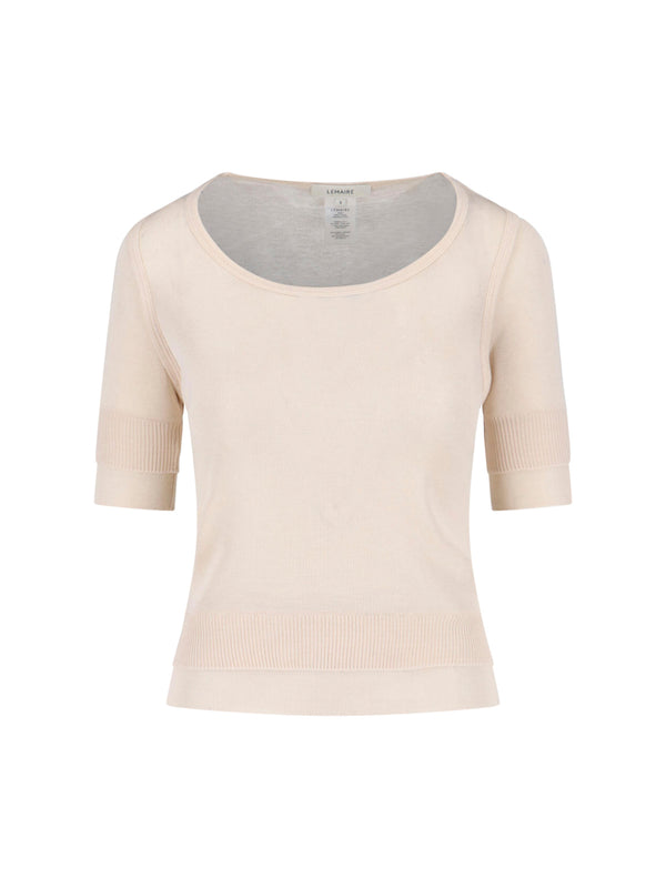Lemaire 88% Viscose t-shirt in cream