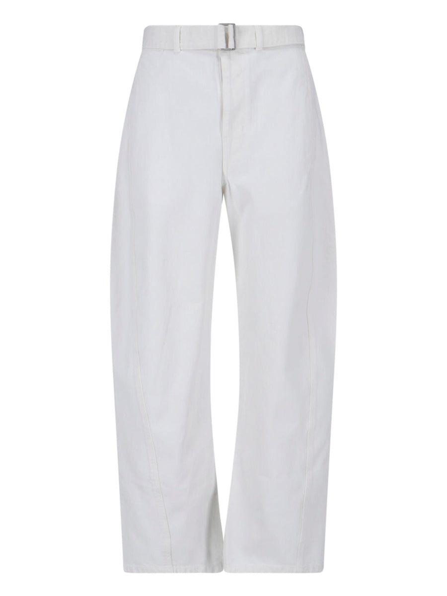 Lemaire 100% Cotton trousers in white