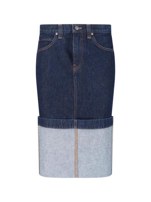 Khaite 100% Cotton skirt in navy