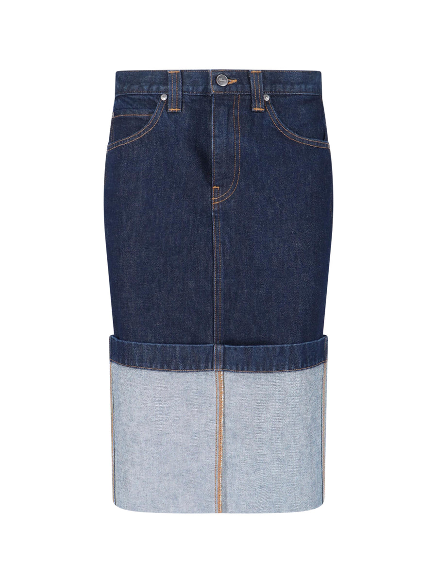 Khaite 100% Cotton skirt in navy