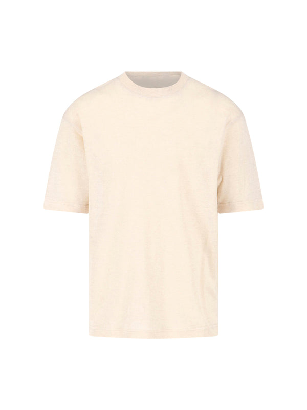 White Sand 52% Linen t-shirt in beige