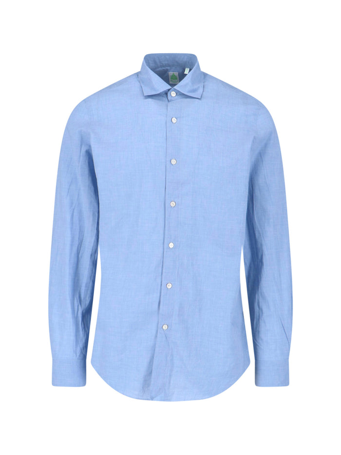 Finamore Shirts Blue Cotton