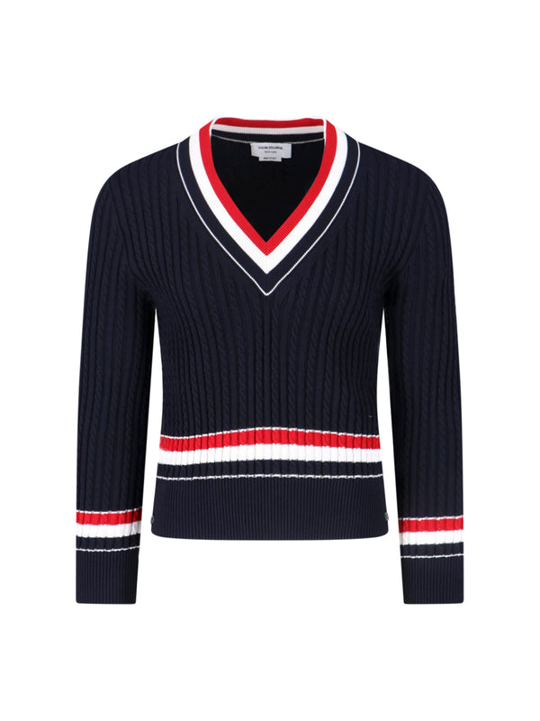 Thom Browne 100% Cotton sweater in navy