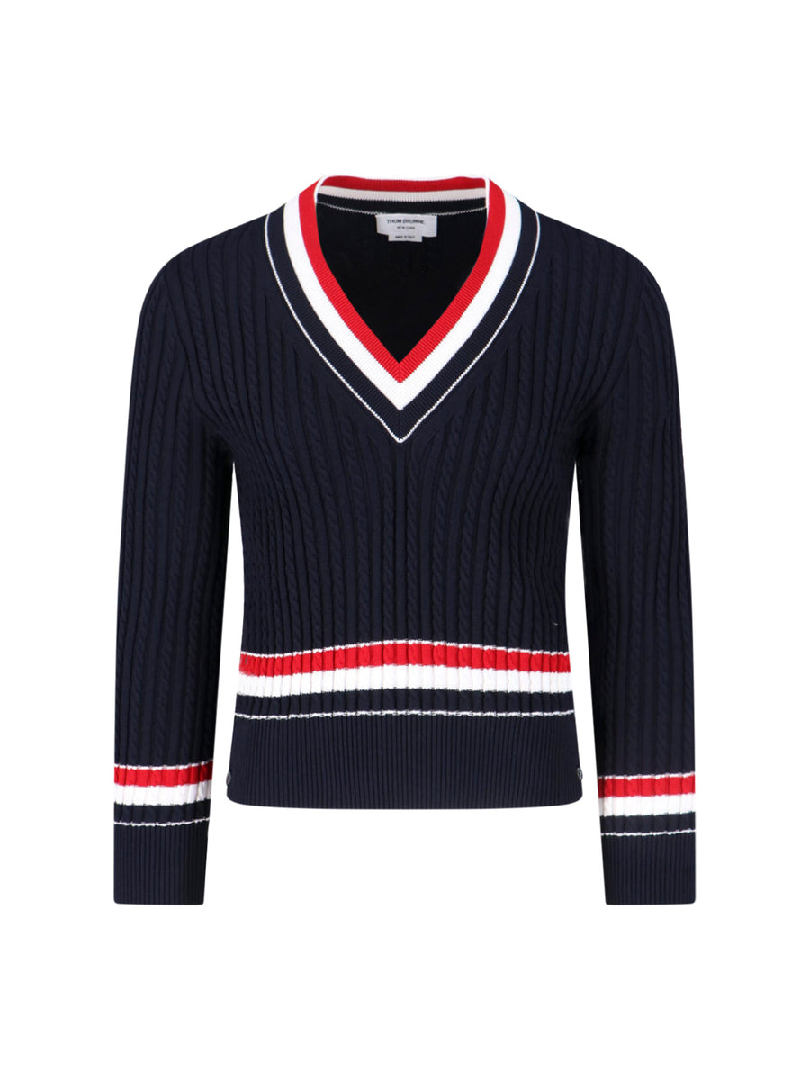 Thom Browne 100% Cotton sweater in navy