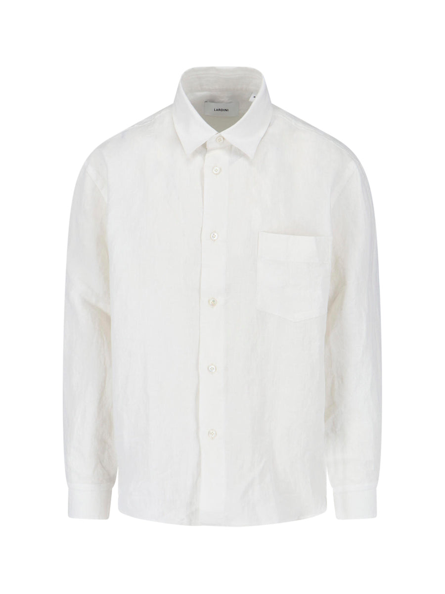 Lardini Paca 100% linen shirt in white