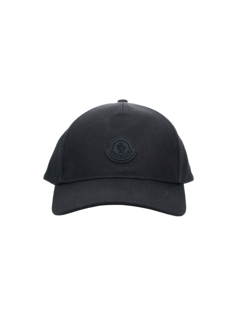 Moncler 091 100% Cotton baseball cap in black