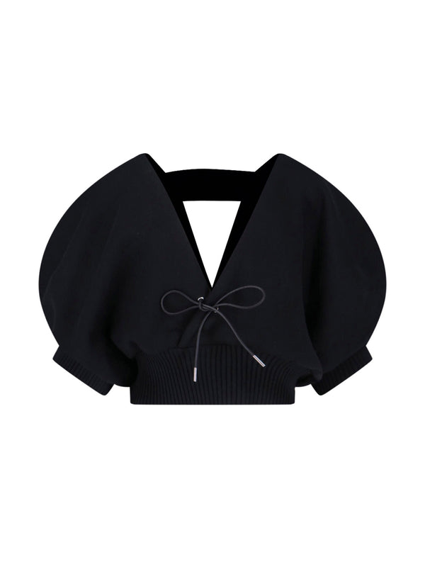 Sacai 64% Cotton sweater in black