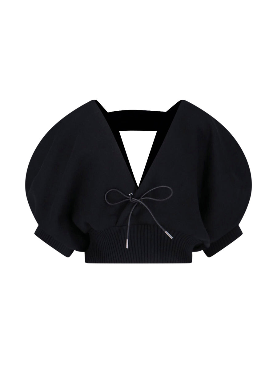 Sacai 64% Cotton sweater in black