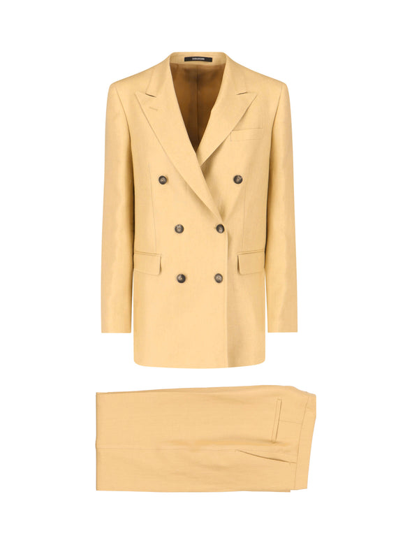 Tagliatore 100% Linen pant suit in beige