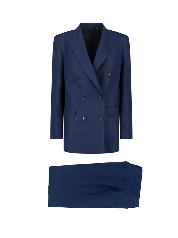 Tagliatore 100% linen pant suit in navy