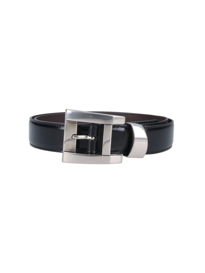 Versace Belts Black Calf Leather