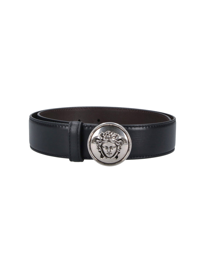 Versace Belts Black Calf Leather