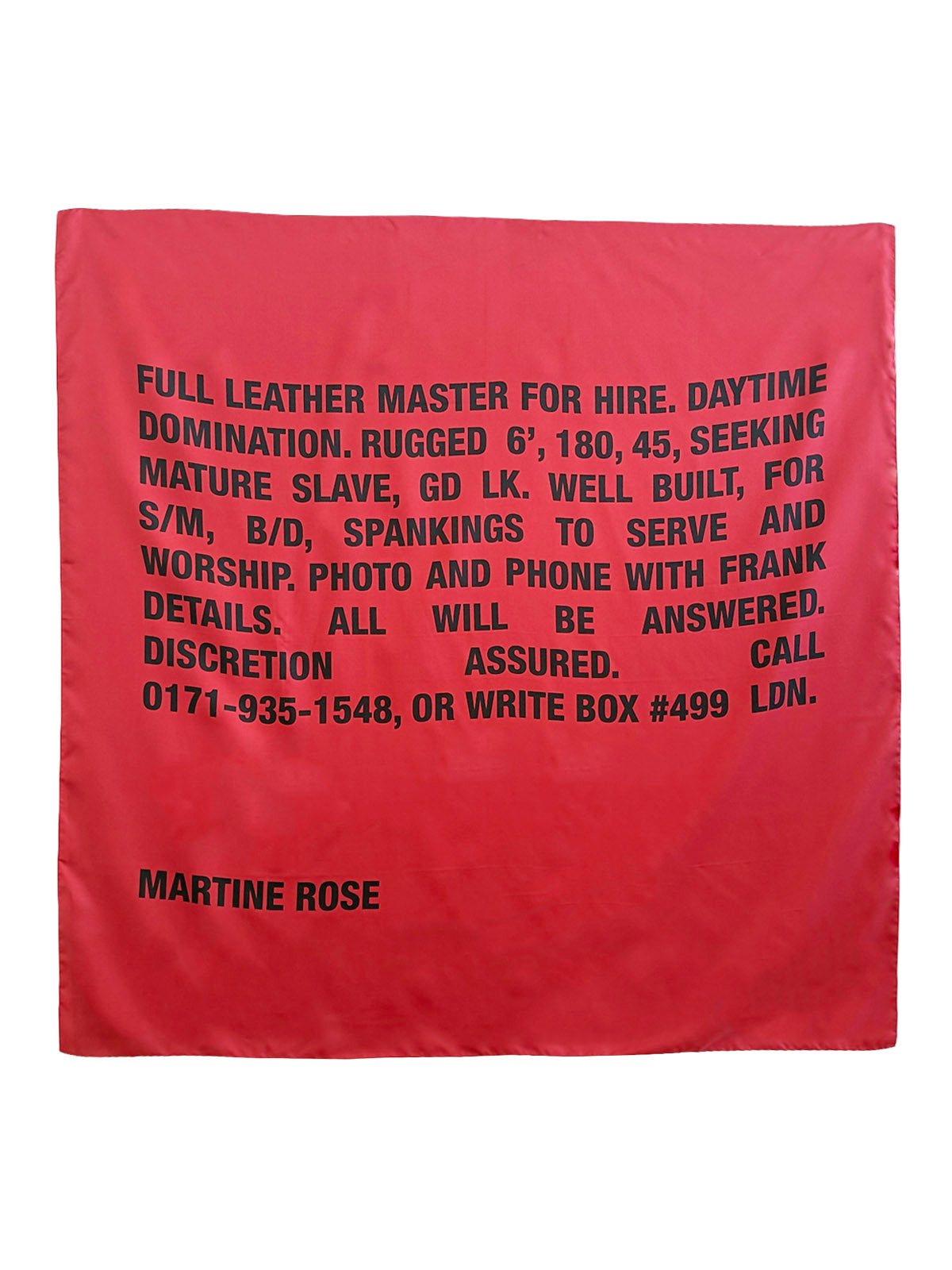 MARTINE ROSE Scarfs Red Cotton