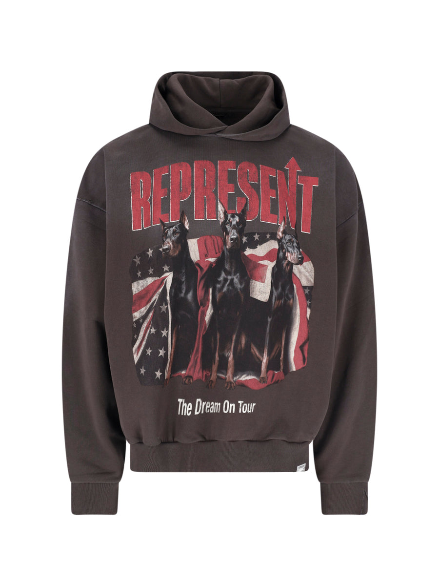 Represent 100% Cotton hoodie in brown
