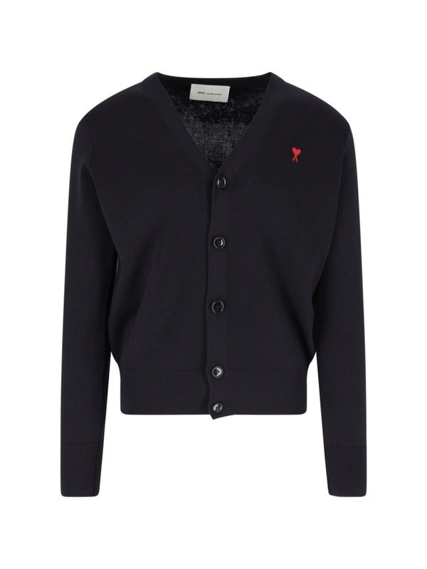 AMI Paris 100% Wool cardigan in black