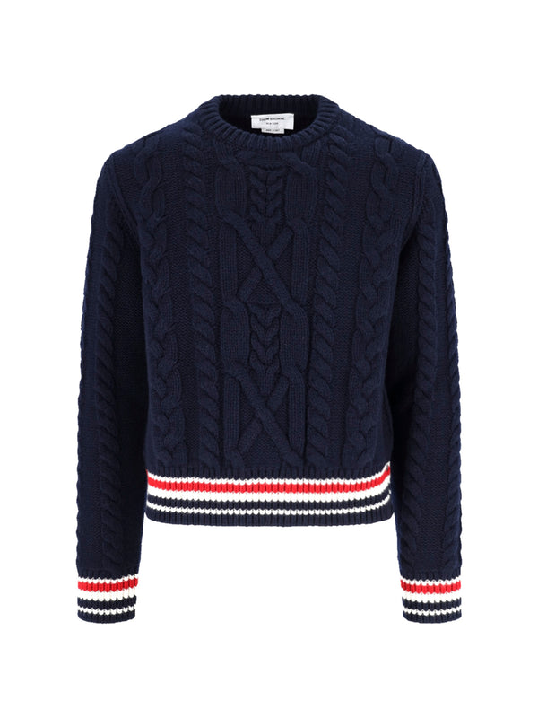 Thom Browne 98% Virgin Wool sweater in navy