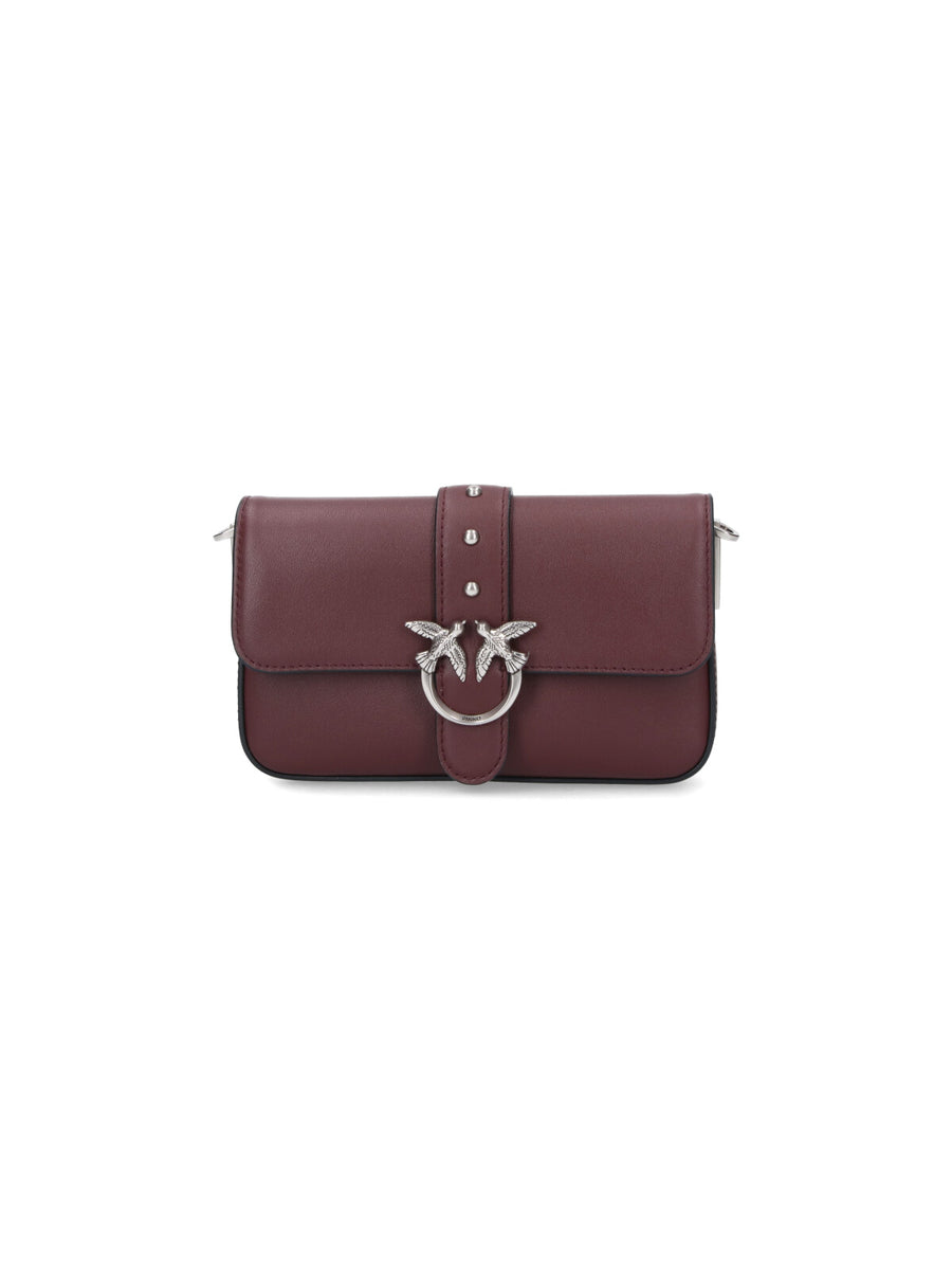Pinko 100% leather shoulder bag in burgundy