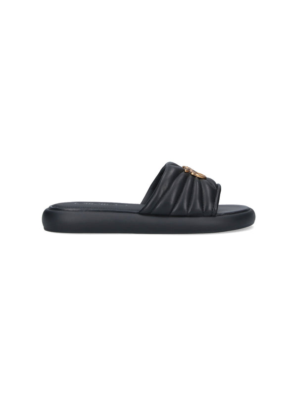 Pinko Upper: 100% Ovis Aries (sheepskin) slide sandal in black