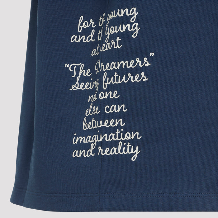 Varsity Patch Oversized Tee Blue Cotton Tshirt