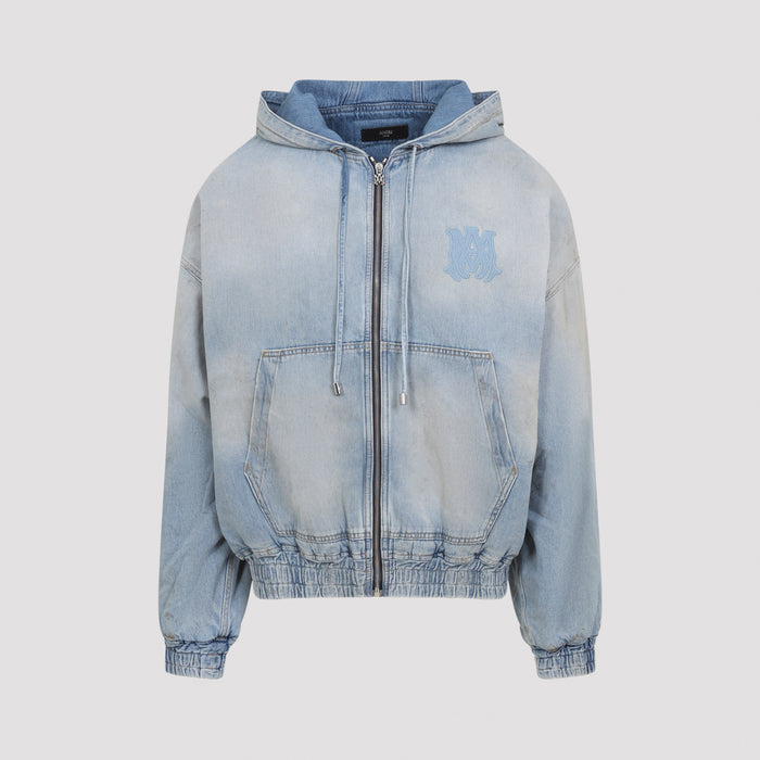 Ma Denim Zip Hoodie Blue Cotton Jacket