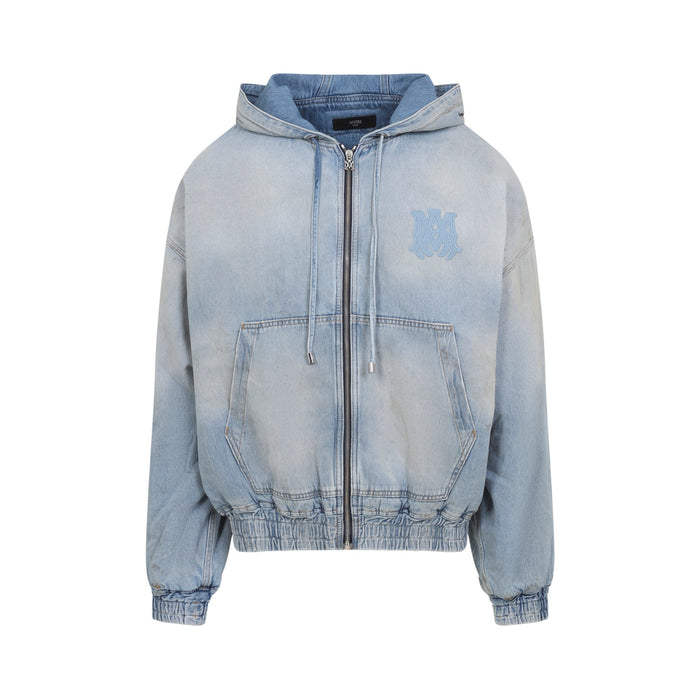 Amiri Ma Denim Zip Hoodie Cotton
