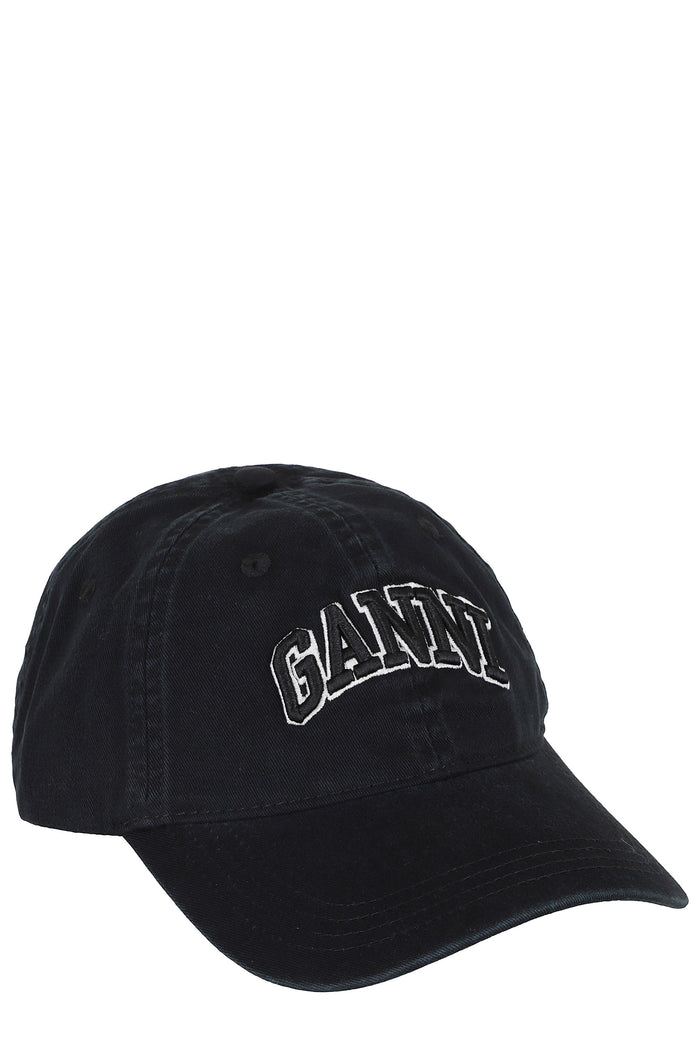 Washed Cotton Canvas Cap Emb Black Organic Cappello