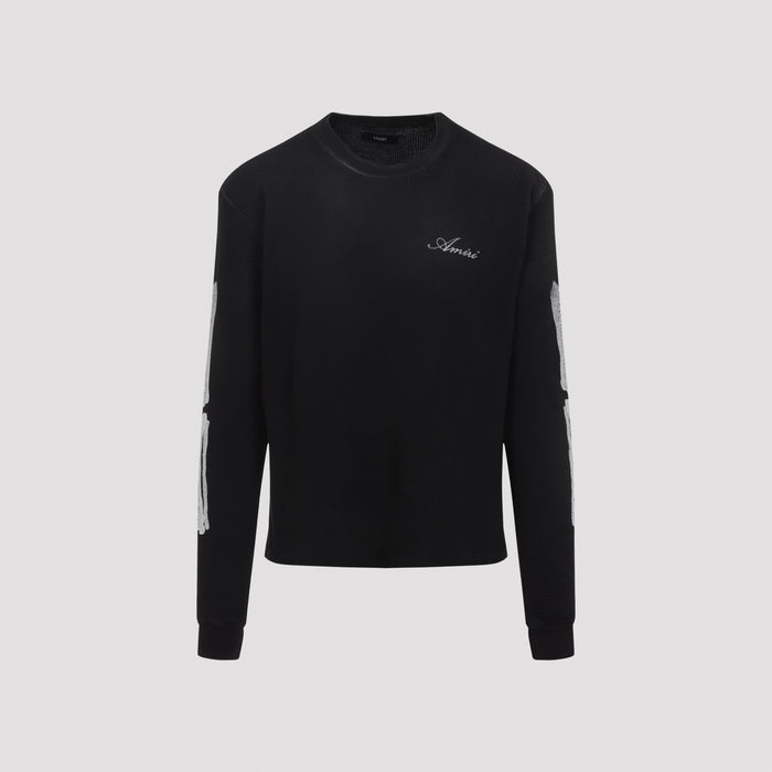 Bones Long Sleeves Tee Black Cotton Tshirt
