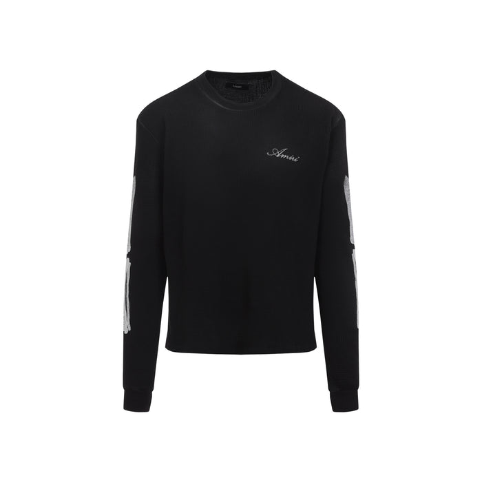 Bones Long Sleeves Tee Black Cotton Tshirt