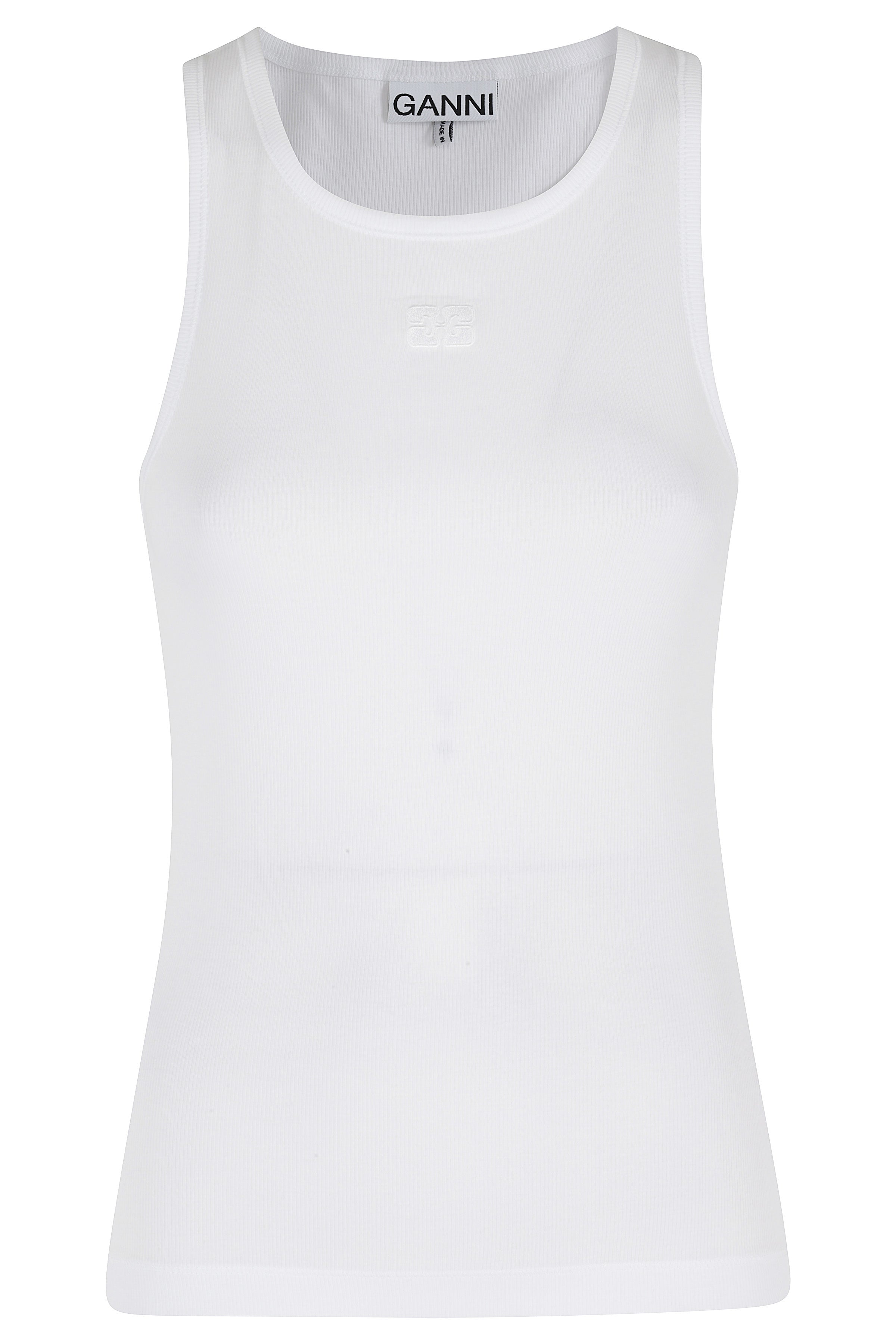 Rib Tank Top White Organic Cotton Elastane