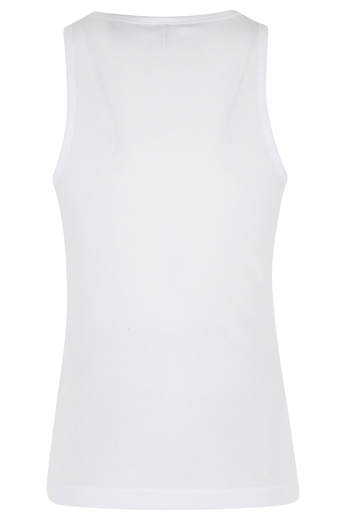 Rib Tank Top White Organic Cotton Elastane