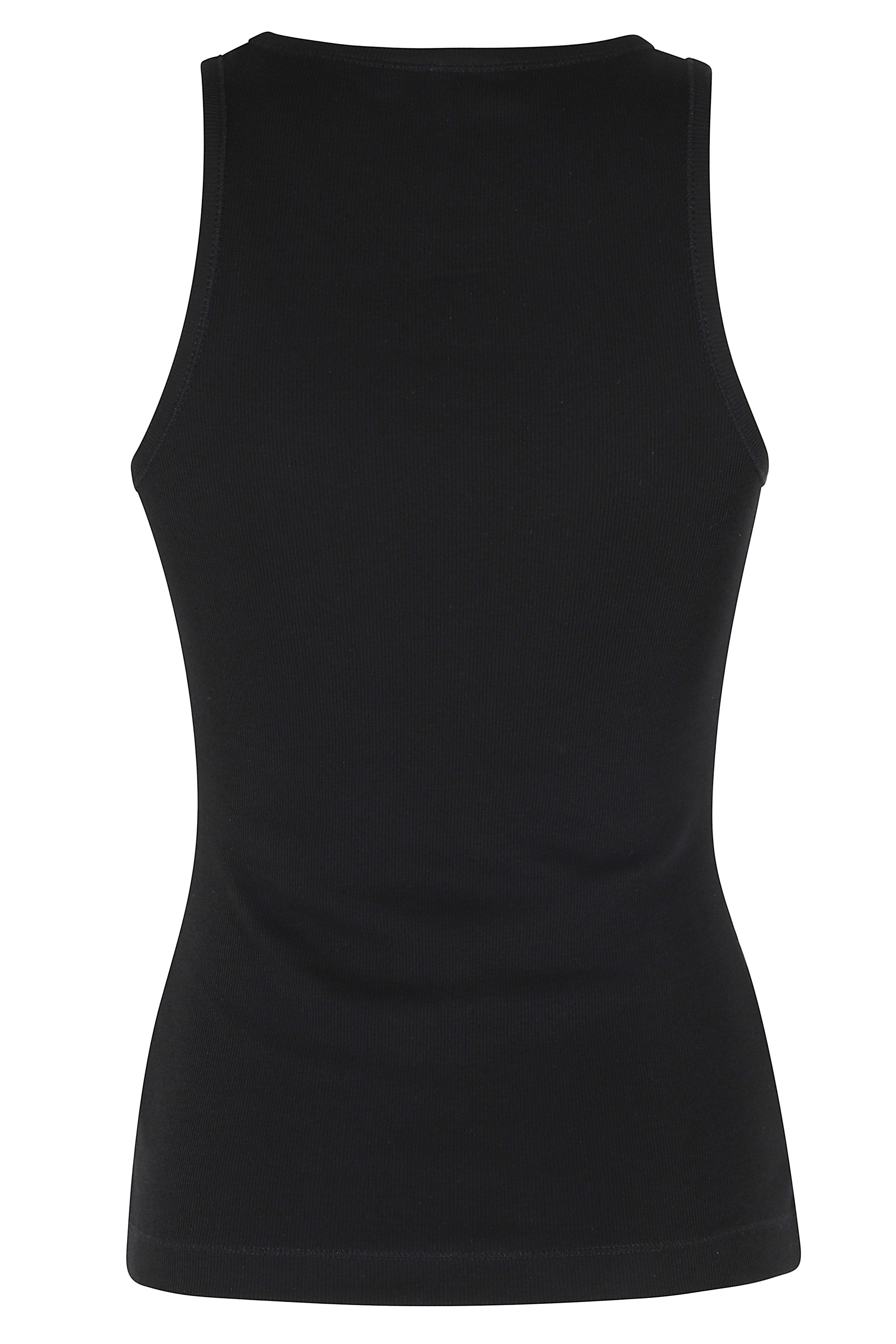 Rib Tank Top Black Organic Cotton Elastane