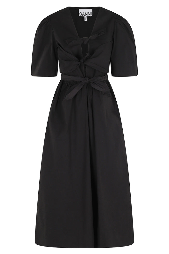 Tie Strap Mini Dress Black Organic Cotton Elastane Abito