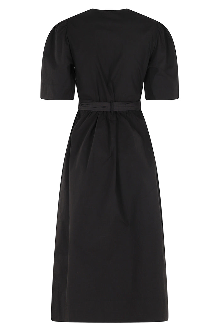 Tie Strap Mini Dress Black Organic Cotton Elastane Abito