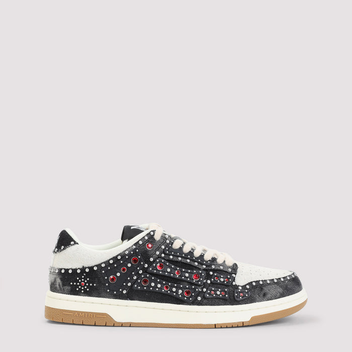 Studded Skeleton Top Low Sneakers Black Cotton Polyester Rubber Shoe