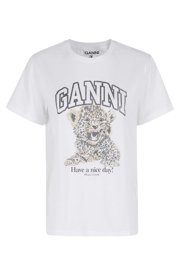 Basic Jersey Leopard Relaxed Tshirt Brown Organic Cotton T-shirt