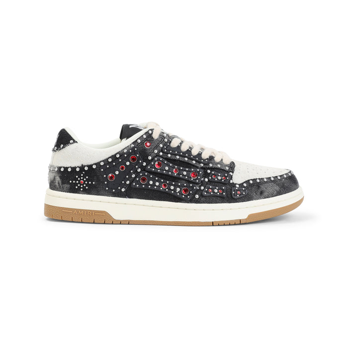 Studded Skeleton Top Low Sneakers Black Cotton Polyester Rubber Shoe