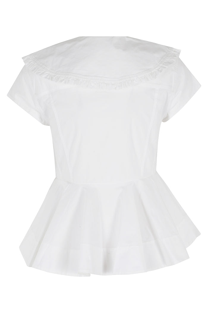 Stretch Cotton Peter Pan Collar Shirt White Cotone Biologico Camicia