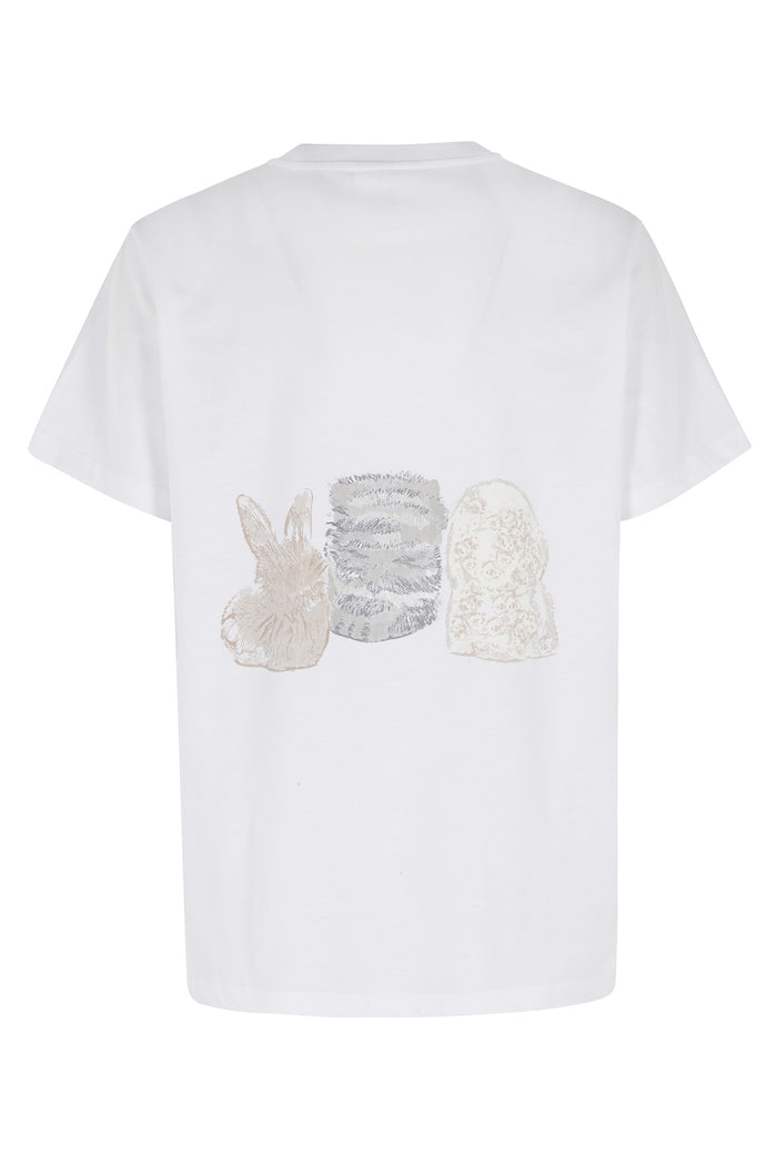 Basic Cotton Jersey Cute Animals White Organic T-shirt