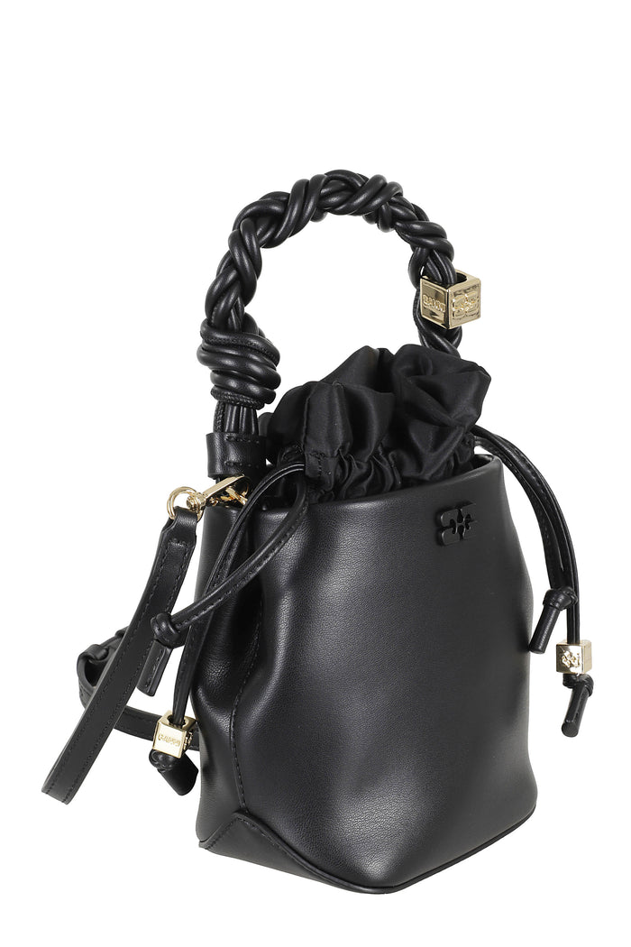 Bou Bucket Mini Black Recycled Leather Pu Polyester Borsa